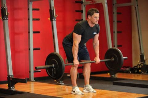 Bent Over Barbell Row: start and end position of the movement