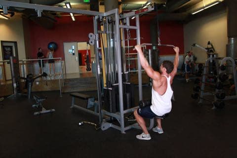 Wide-Grip Lat Pulldown: start and end position of the movement